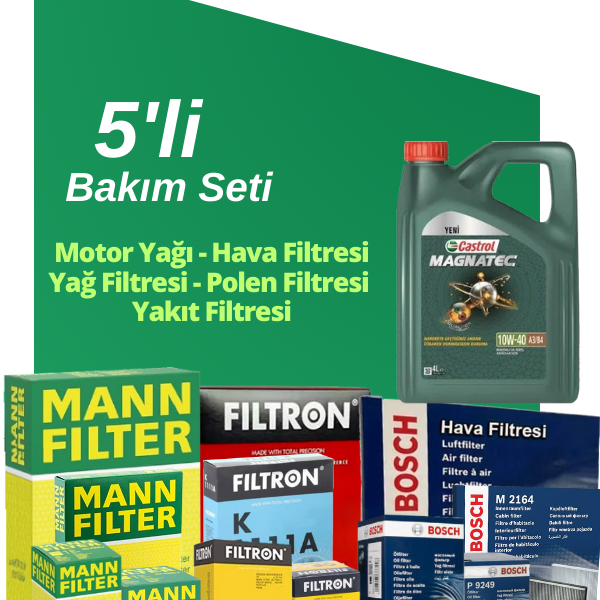 Range Rover Vogue 3.0 Dizel Castrol 10W-40 Motor Yağlı Filtre Bakım Seti (2013-2018) 5 Parça Set
