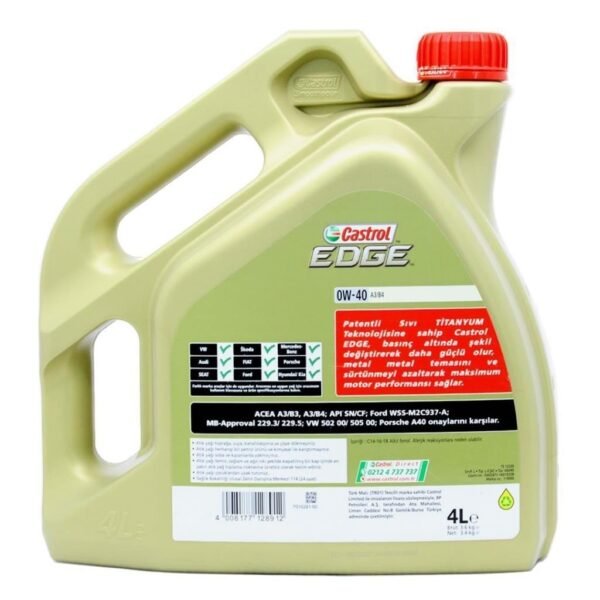 Castrol Edge 0W40 4 Lt Tam Sentetik Motor Yağı