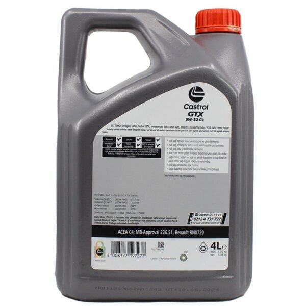 Castrol GTX 5W30 C4 4 Lt Partiküllü Motor Yağı