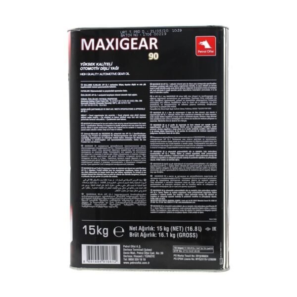 Petrol Ofisi Maxigear 90 15 Kg Şanzıman Dişli Yağı