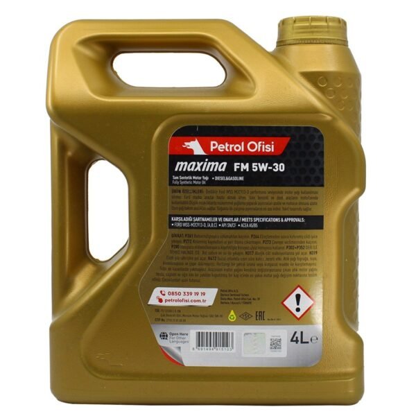 Petrol Ofisi Maxima FM 5W30 4 Lt Tam Sentetik Motor Yağı
